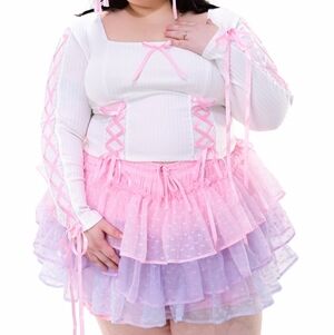 Myviolet Cotton Candy Ruffle Skort, Pink Sunset, Size 3XL